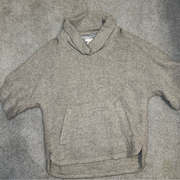 J. Crew Taupe Herringbone Cowl Neck Sweater - Picture 2 of 7